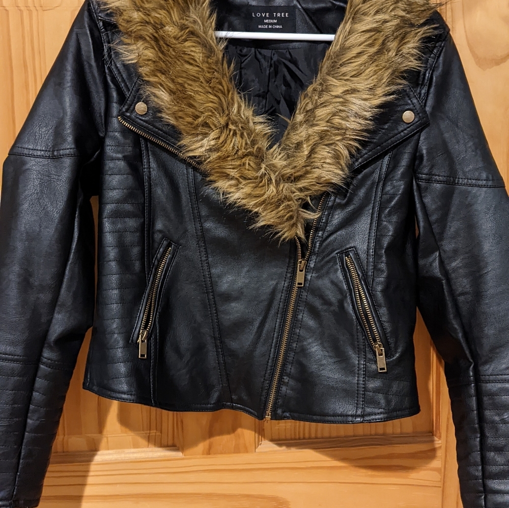 Faux black leather jacket
